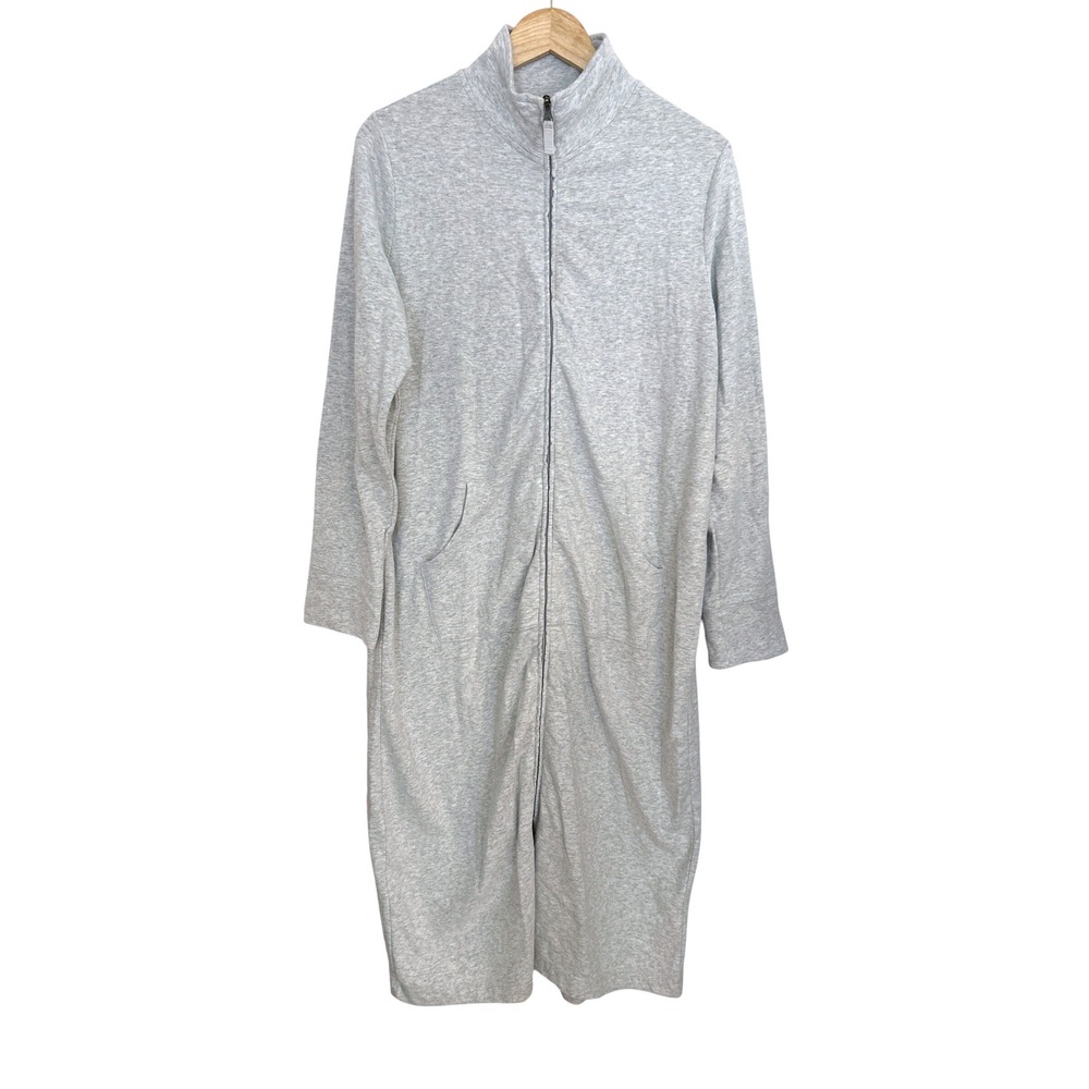 LL Bean Womens Heather Gray Cotton Full Zip Robe Small NWT